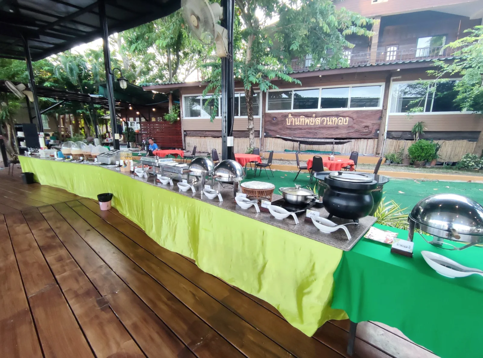 Buffet dishes arranged on a table at Baantip